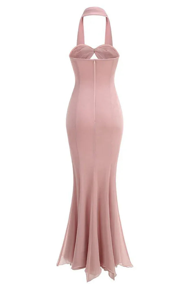 Cassandra mermaid evening gown with halter neckline - View 7 | TEVQA