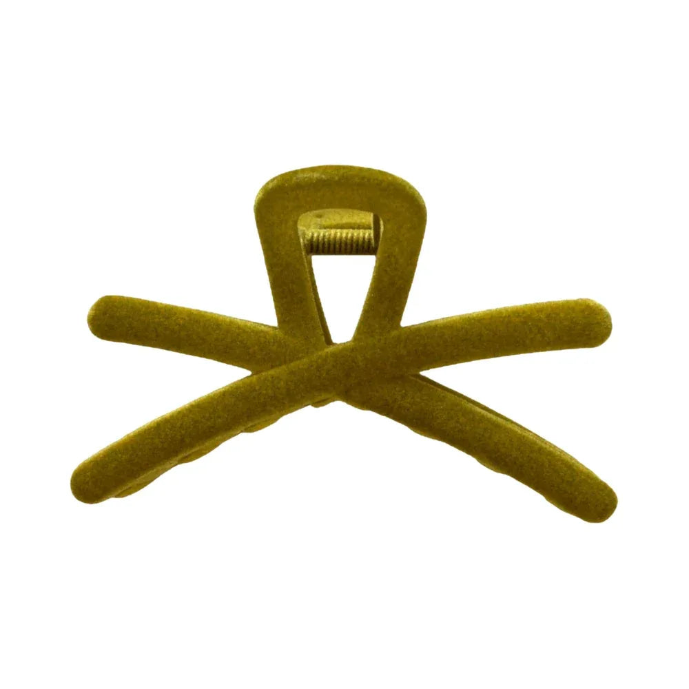Yellow velvet interlocking hair claw clip