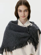 Soft Wool Blend Triangle Scarf - View 7 | TEVQA
