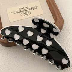 Large Heart Print Acetate Hair Claw Clip - View 7 | TEVQA
