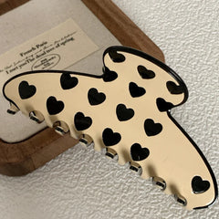 Large Heart Print Acetate Hair Claw Clip - View 6 | TEVQA