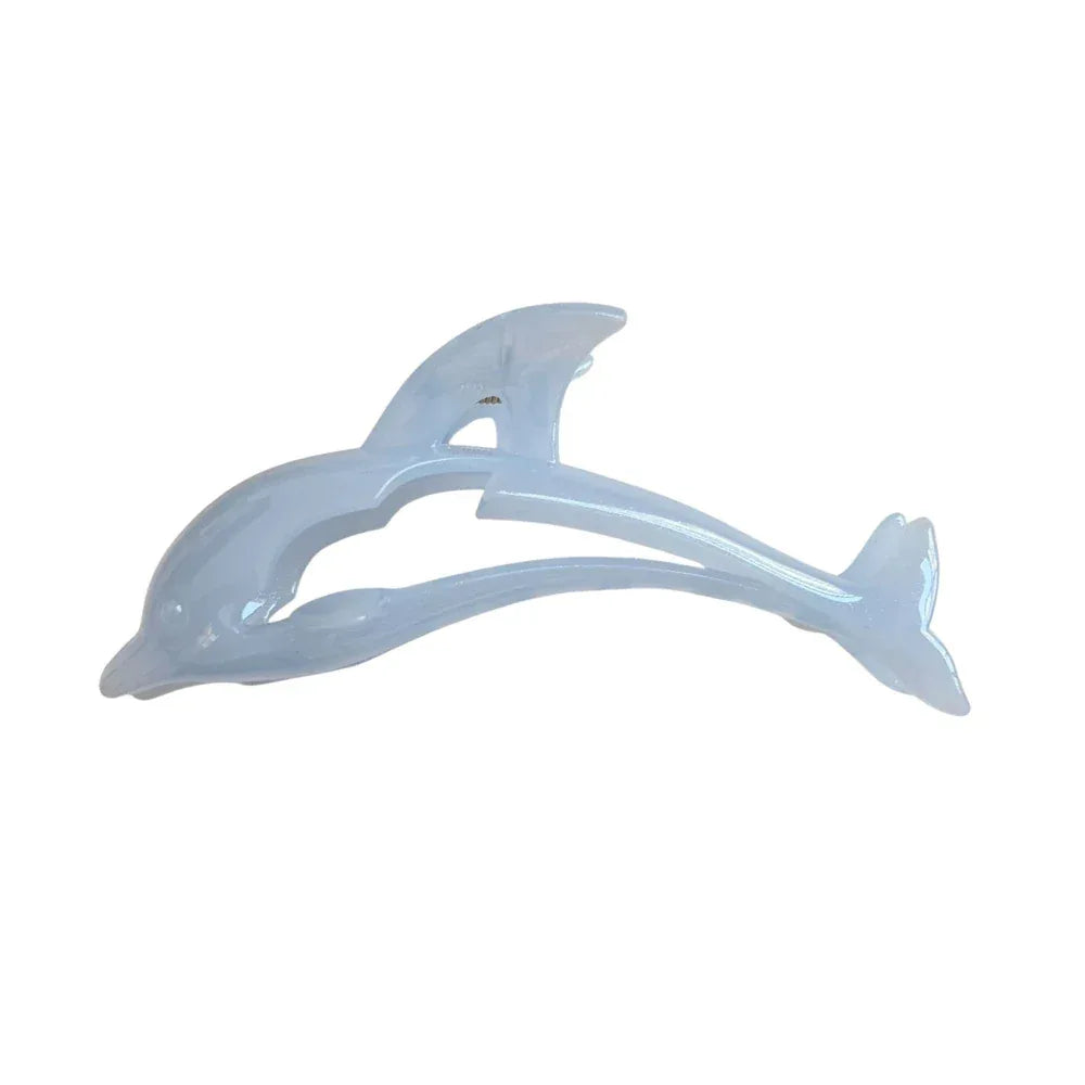 Translucent white resin dolphin hair claw clip Main image