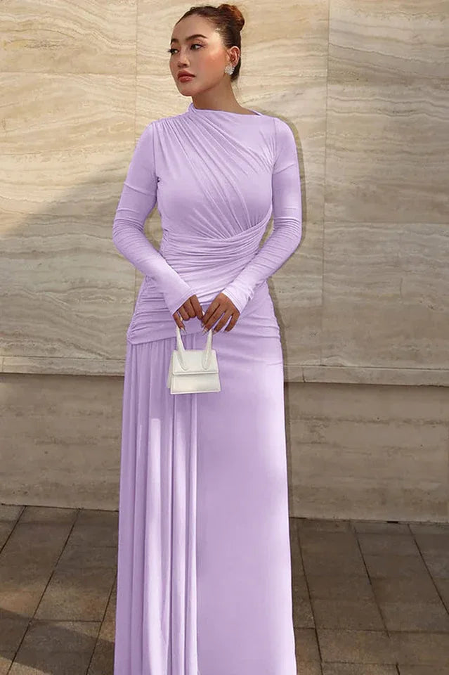 Casey Asymmetric Ruched Bodice Maxi Dress - View 15 | TEVQA
