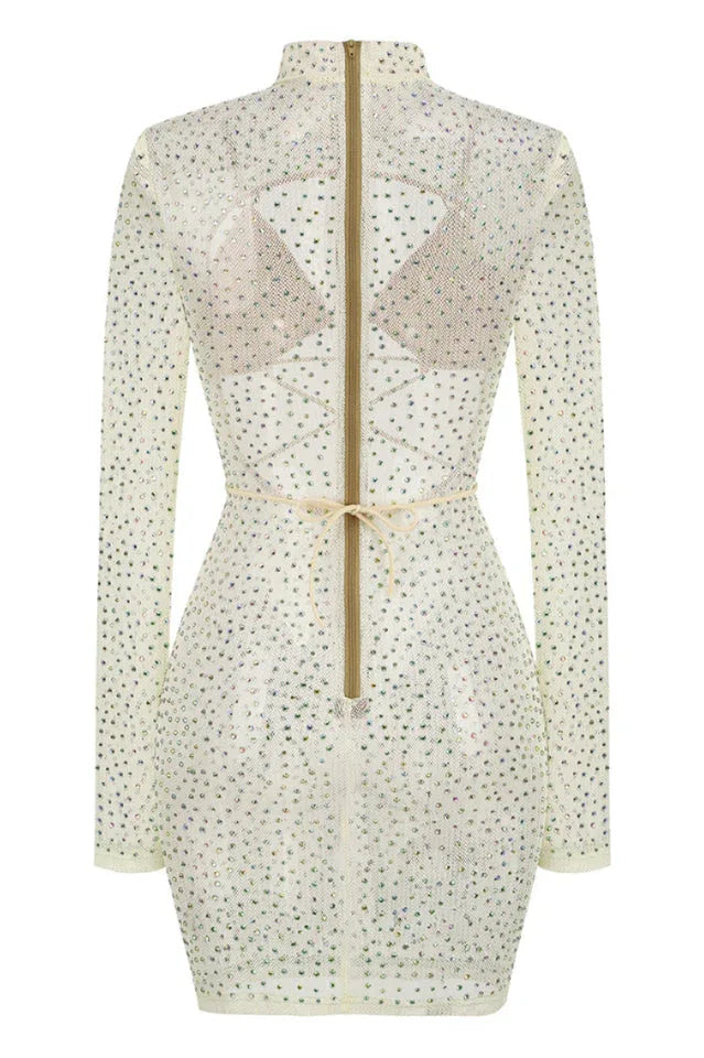 Long Sleeve Embellished Evening Dress - View 8 | TEVQA