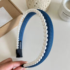Classic Pearl Denim Headband - View 6 | TEVQA