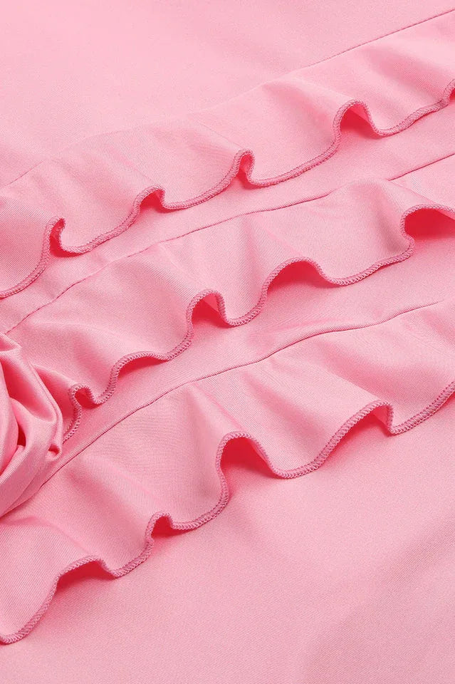 Rose Detail One Shoulder Mini Dress - View 13 | TEVQA
