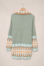 Southwestern Aztec Pattern Knit Cardigan - View 13 | TEVQA