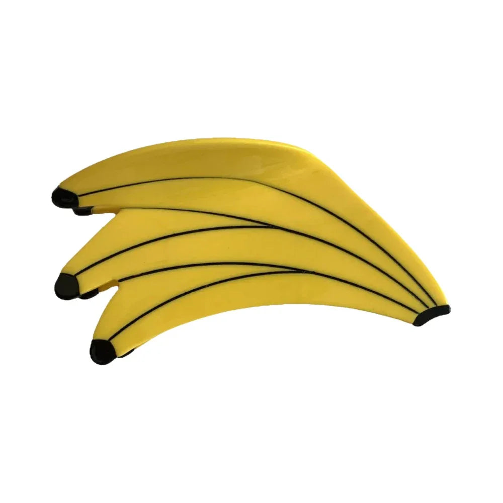A close-up shot of a banana bunch-shaped hair clip.
