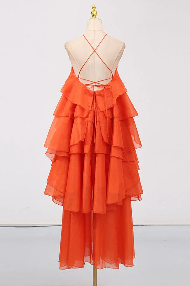 Halterneck Tiered Ruffle Maxi Dress - View 16 | TEVQA