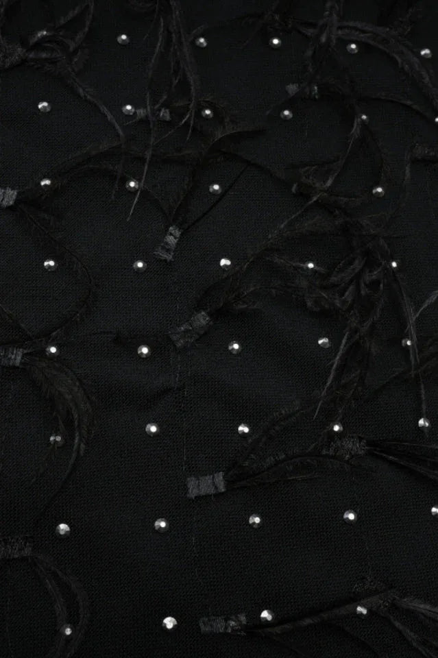 Embellished maxi dress with feather trim - View 10 | TEVQA