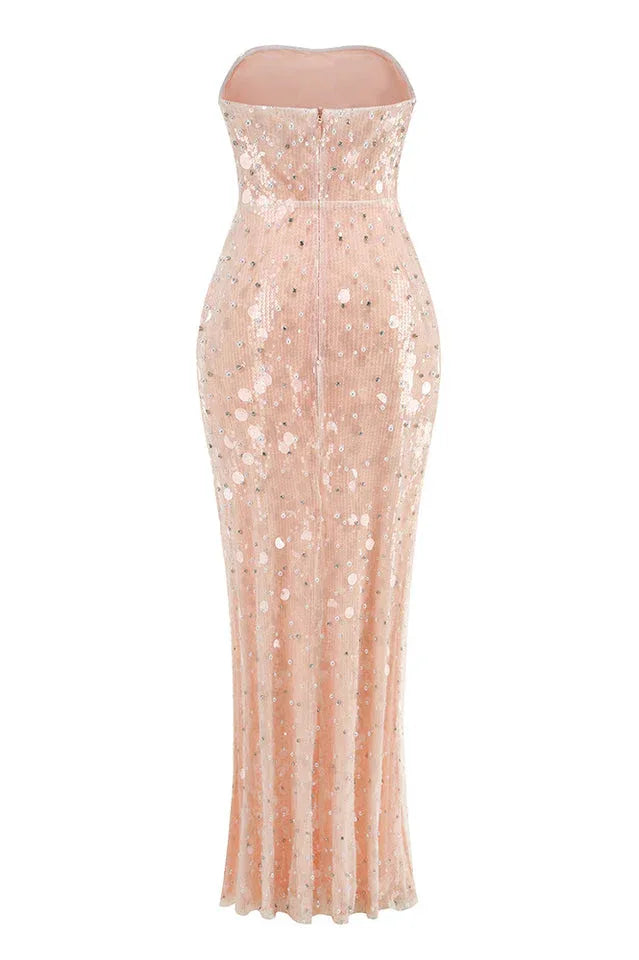 Embellished Strapless Gown - View 7 | TEVQA