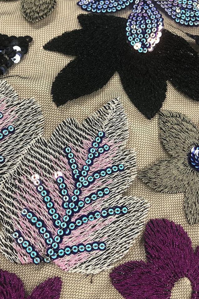 Floral Sequin Embroidered Maxi Dress - View 7 | TEVQA