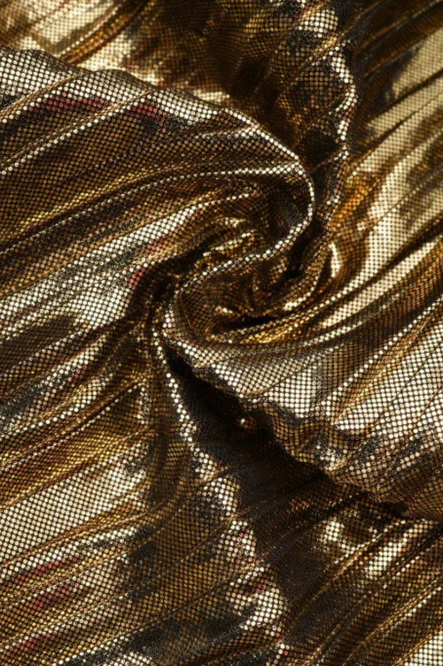 Tiered Halter Neck Metallic Gold Lamé Dress - View 8 | TEVQA