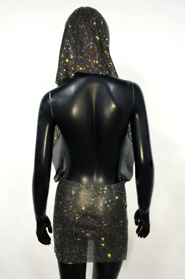 Sparkling Embellished V-Neck Mini Dress - View 9 | TEVQA
