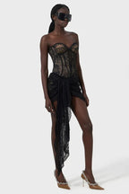 Black Bustier Dress With A Corset - TEVQA