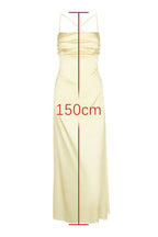 Yellow satin maxi dress with cowl neckline and strappy back - View 8 | TEVQA
