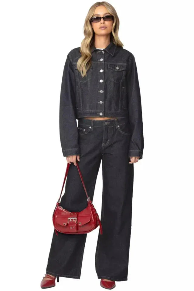 Striped wide leg denim jeans - View 12 | TEVQA