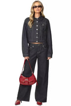 Striped wide leg denim jeans - View 12 | TEVQA