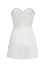 Ecru Sweetheart Neckline Detailed Mini Dress | Dress In Beauty