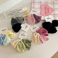 Wide Crinkled Fabric Scrunchie - Gentle Snag-Free Hair Tie - TEVQA