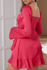 High Waist Bishop Sleeve Solid Dress | Dress In Beauty