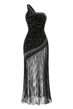 One Shoulder Sequin Lace Gown - View 7 | TEVQA