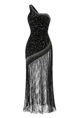 One Shoulder Shiny Sequin Lace Dress | Dress In Beauty