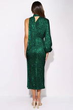 One-shoulder sequin midi dress - View 12 | TEVQA