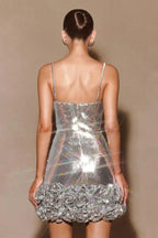 Sequin Flower Mini Dress - View 8 | TEVQA