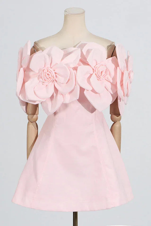 Chabela Flower Off-Shoulder Mini Dress - View 11 | TEVQA