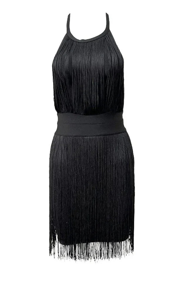 Fringed Halter Neck Mini Dress - View 9 | TEVQA
