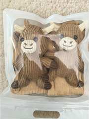 3D Highland Cow Plush Knitted Socks Brown