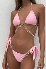 Diamond Chain Triangle Bikini Set - Dress In Beauty