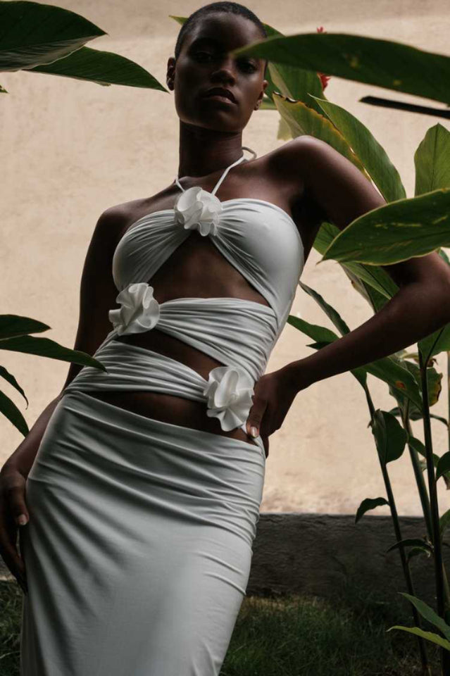 Halter Neck Cutout Ruched Maxi Dress | Dress In Beauty