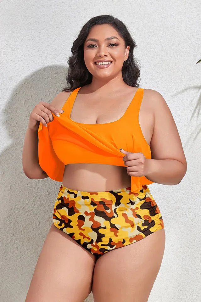 Floral High Waist Bikini Set - View 30 | TEVQA