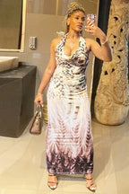 Halter Print Maxi Dress - View 12 | TEVQA