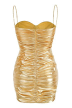 Corin Ruched Metallic Mini Dress - View 10 | TEVQA