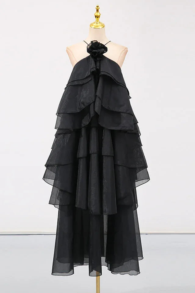 Halterneck Tiered Ruffle Maxi Dress - View 17 | TEVQA