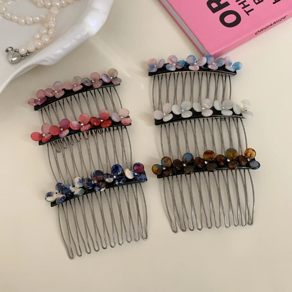 Dainty Acetate Flower Hair Comb - 2.9 Inch Decorative Side Comb