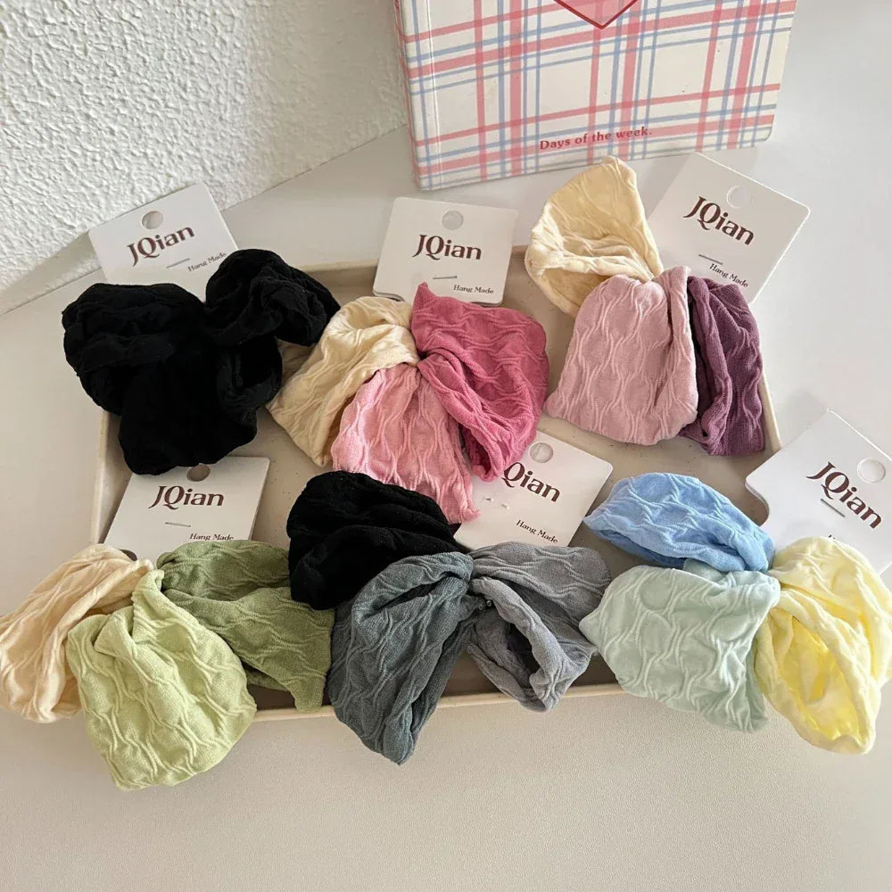 Wide Crinkled Fabric Scrunchie - Gentle Snag-Free Hair Tie - TEVQA