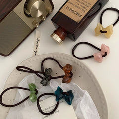 Dainty Jelly Bow Acrylic Hair Tie - 1.4 Inch Y2K Style