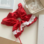 Oversized Scarf Scrunchie with Lace Trim - View 8 | TEVQA