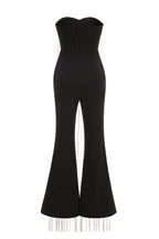 Strapless Crystal Chain Detail Wide Leg Jumpsuit - View 8 | TEVQA
