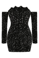 Black Off Shoulder Diamonds Dress | Dress In Beauty