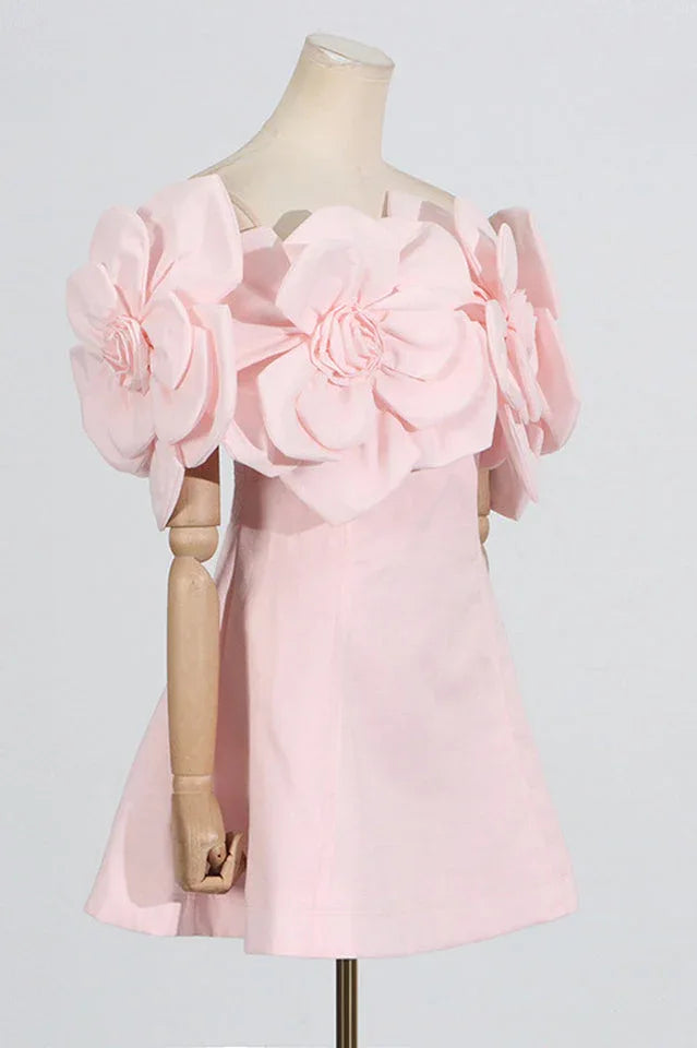 Chabela Flower Off-Shoulder Mini Dress - View 12 | TEVQA