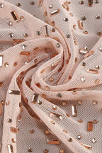 Sequin Mesh Column Gown with Cut-Out Detail - View 7 | TEVQA