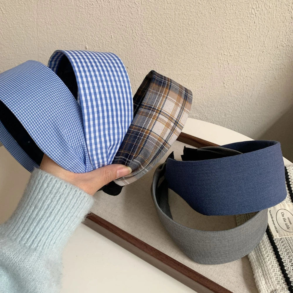 Classic Wide Fabric Headband - 2.4 Inch Lightweight Blue Styles