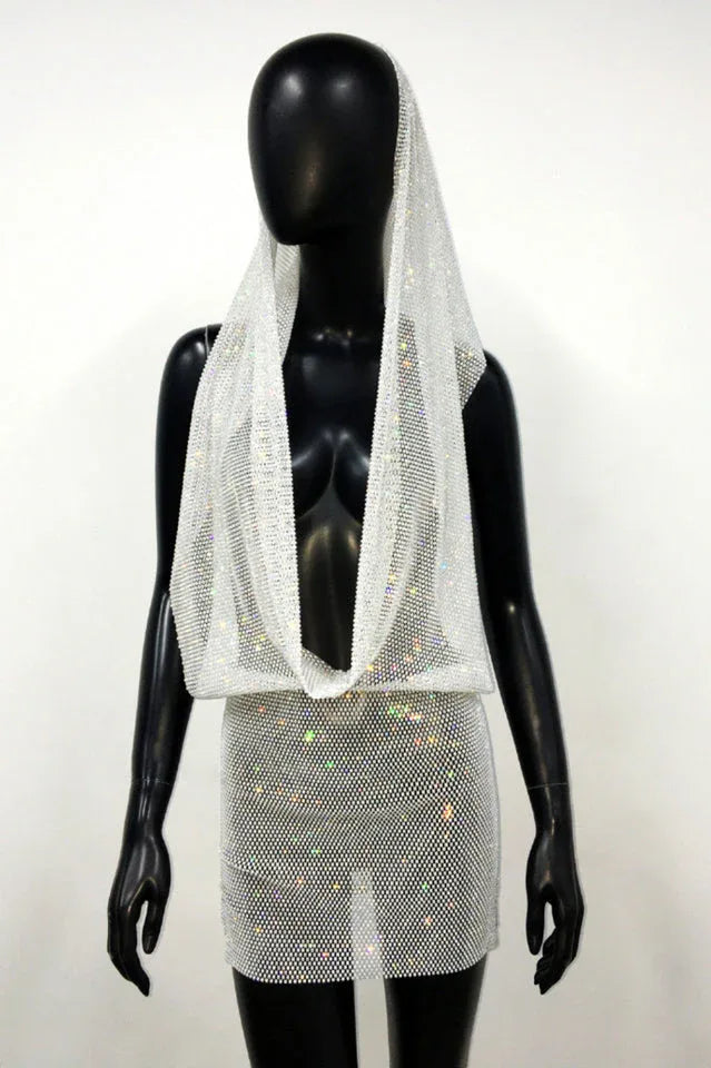 Sparkling Embellished V-Neck Mini Dress - View 10 | TEVQA
