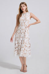 Ariana Floral Lace Sleeveless Midi Dress | Dress In Beauty