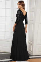 Sequined V-Neck Evening Gown - View 13 | TEVQA